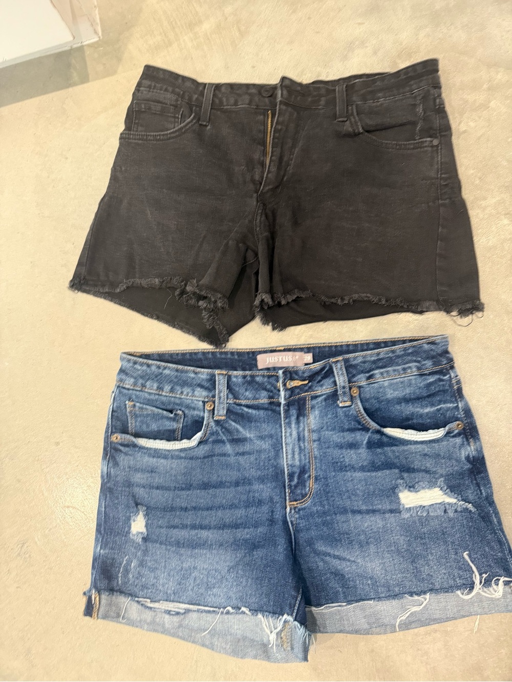 Just USA Black and Blue Denim Cutoff Shorts Duo